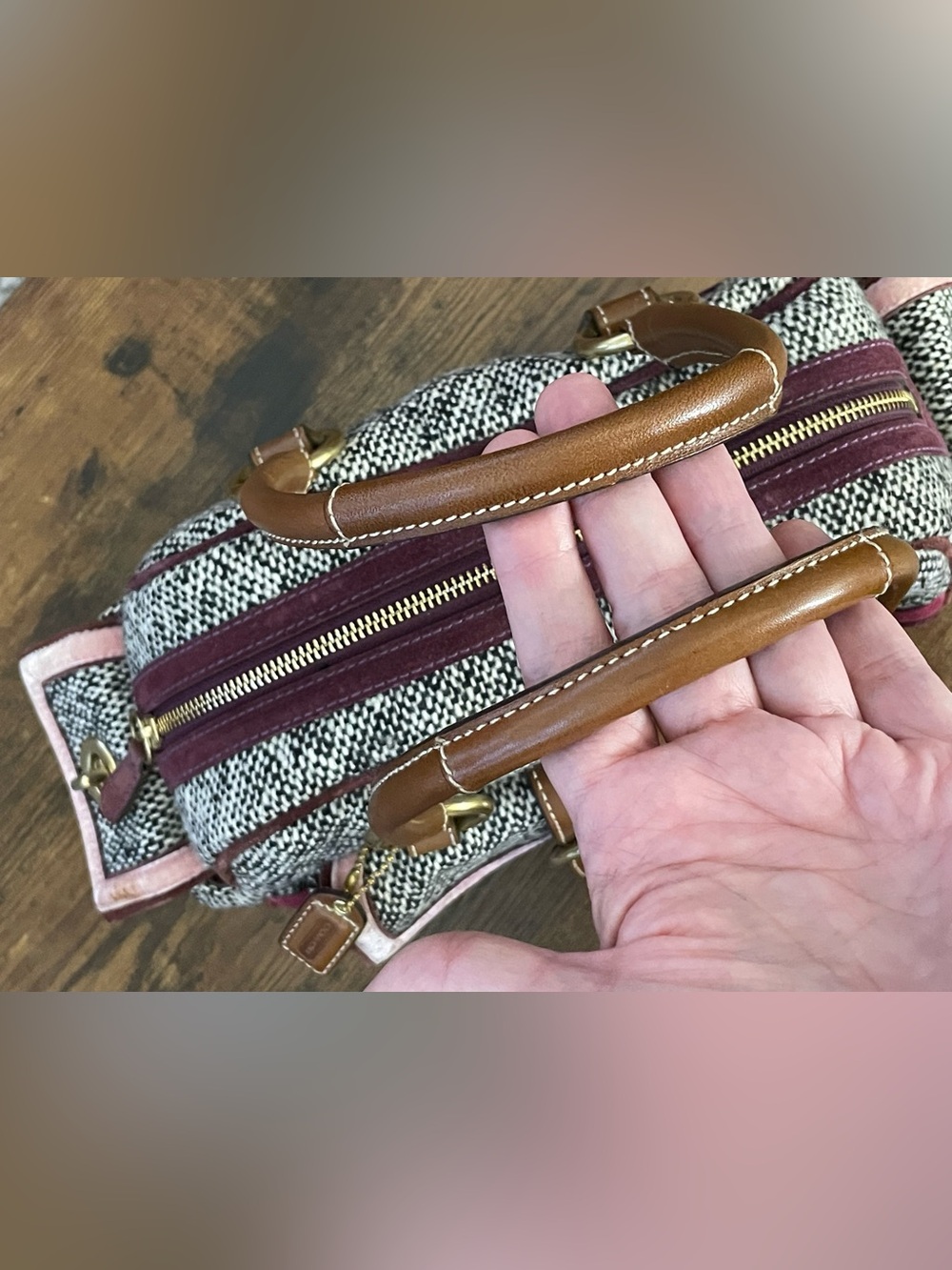 COACH SOHO Tweed & Suede Crystal Bow Satchel - Picture 10 of 12